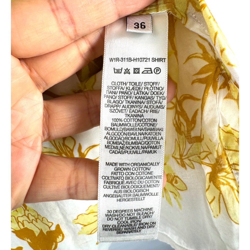Paul Smith Floral-Print Cotton-Mousseline Shirt Yellow Floral Print Size S (36) - Picture 8 of 8